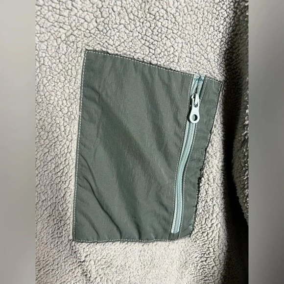 Aerie Offline Light Green Cozy Sherpa Nylon Oversized Half Zip. Size XLarge - Picture 7 of 10
